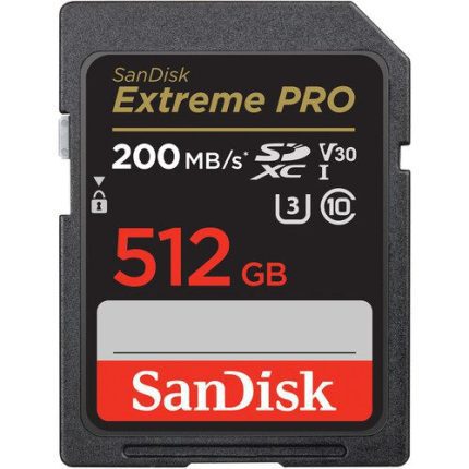SanDisk 512GB Extreme PRO UHS-I SDXC Memory Card with adapter